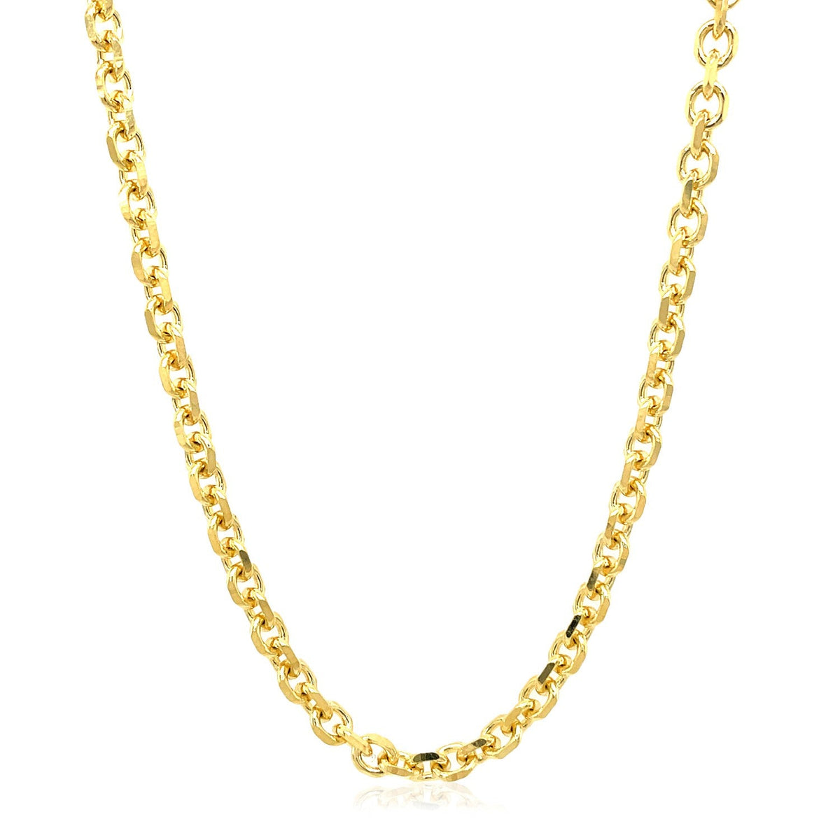 4.0mm 14k Yellow Gold Diamond Cut Cable Link Chain - LinkagejewelrydesignLinkagejewelrydesign