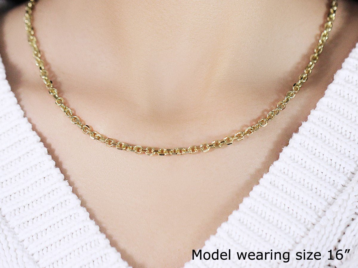 4.0mm 14k Yellow Gold Diamond Cut Cable Link Chain - LinkagejewelrydesignLinkagejewelrydesign