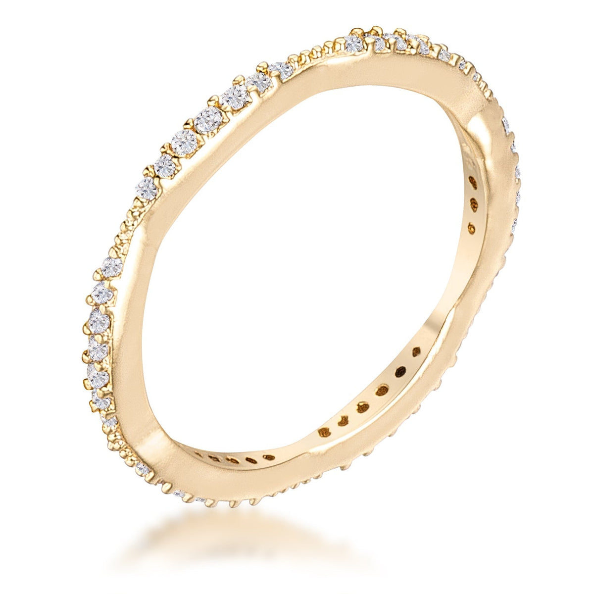 .42Ct Dainty 18k Gold Plated Micro Pave CZ Stackable Eternity Ring, &lt;b&gt;Size 4&lt;/b&gt; - LinkagejewelrydesignLinkagejewelrydesign