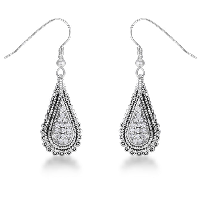 .45 Ct Tear Drop Rhodium Earrings with CZ - LinkagejewelrydesignLinkagejewelrydesign