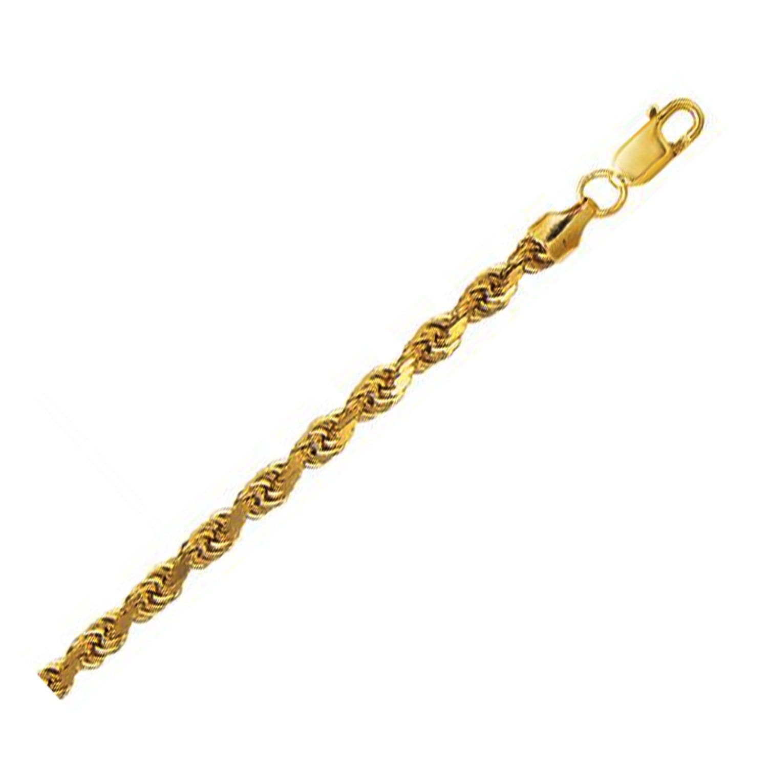 4.5mm 10K Yellow Gold Hollow Diamond Cut Rope Chain - LinkagejewelrydesignLinkagejewelrydesign