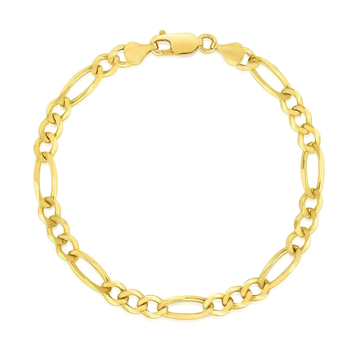 4.5mm 10k Yellow Gold Solid Figaro Bracelet - LinkagejewelrydesignLinkagejewelrydesign