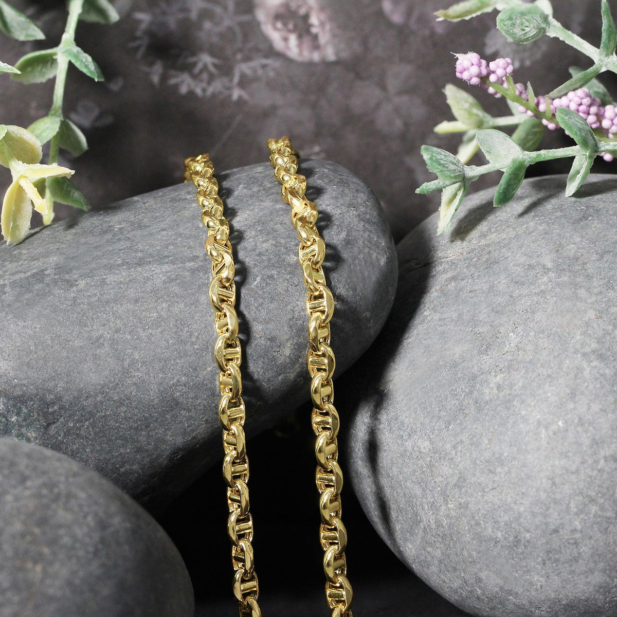 4.5mm 14k Yellow Gold Anchor Chain - LinkagejewelrydesignLinkagejewelrydesign