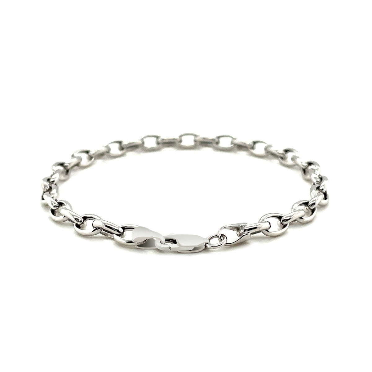 4.6mm 14k White Gold Oval Rolo Bracelet - LinkagejewelrydesignLinkagejewelrydesign