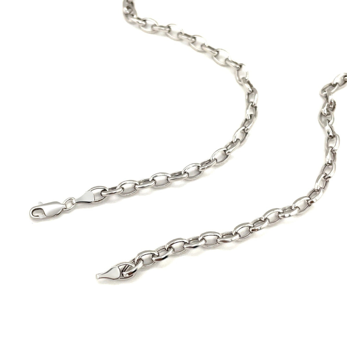 4.6mm 14k White Gold Oval Rolo Chain - LinkagejewelrydesignLinkagejewelrydesign