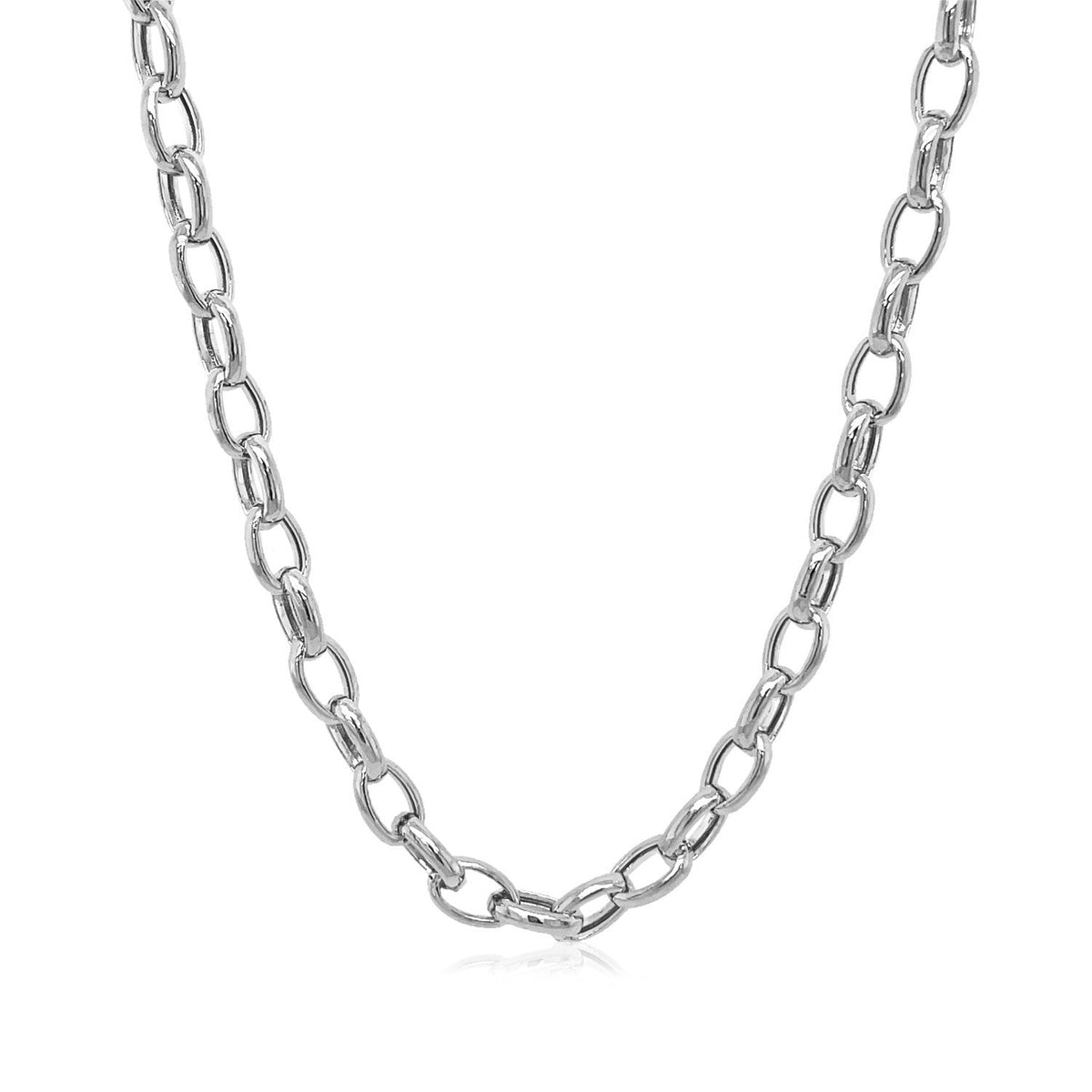 4.6mm 14k White Gold Oval Rolo Chain - LinkagejewelrydesignLinkagejewelrydesign