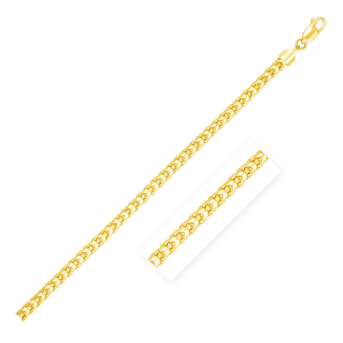 4.6mm 14k Yellow Solid Gold Diamond Cut Round Franco Chain - LinkagejewelrydesignLinkagejewelrydesign