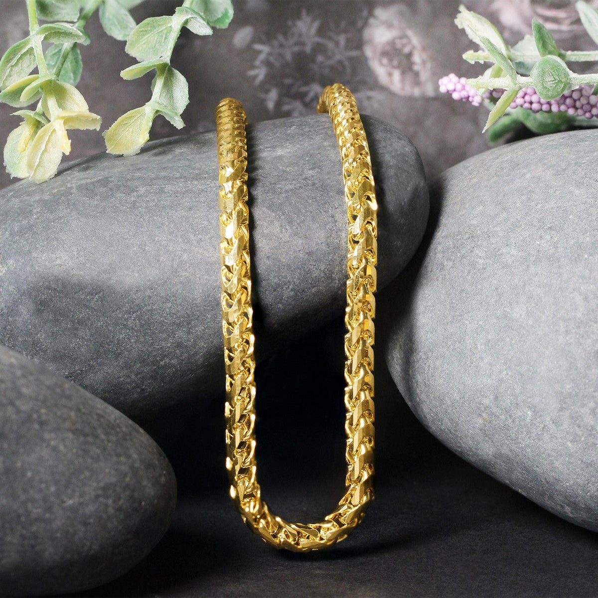 4.6mm 14k Yellow Solid Gold Diamond Cut Round Franco Chain - LinkagejewelrydesignLinkagejewelrydesign