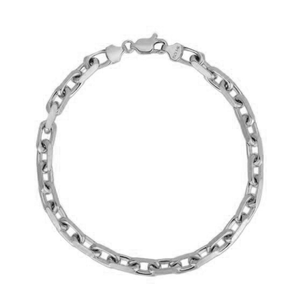 4.8mm 14k White Gold French Cable Chain Bracelet - LinkagejewelrydesignLinkagejewelrydesign