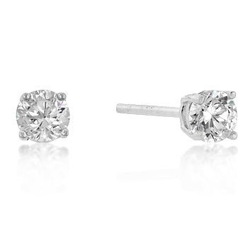 4mm New Sterling Round Cut Cubic Zirconia Studs Silver - LinkagejewelrydesignLinkagejewelrydesign