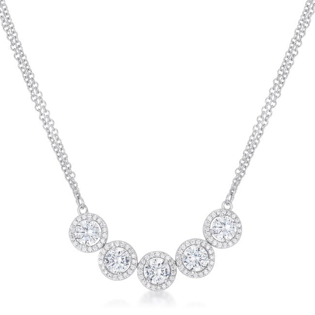 5 Ct Dazzling Rhodium Necklace with CZ - LinkagejewelrydesignLinkagejewelrydesign