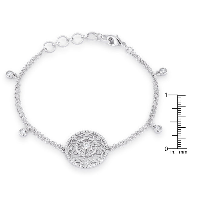 .5 Ct Rhodium Bracelet with Interlocking Circles and CZ - LinkagejewelrydesignLinkagejewelrydesign