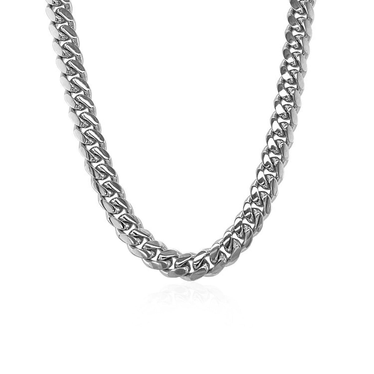 5.0mm 14k White Gold Classic Miami Cuban Solid Chain - LinkagejewelrydesignLinkagejewelrydesign