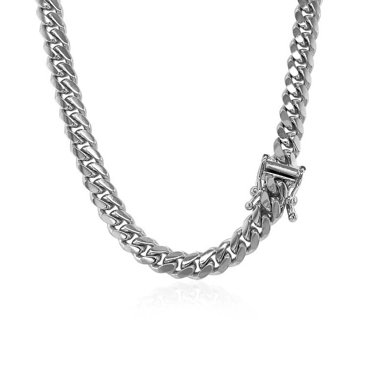 5.0mm 14k White Gold Classic Miami Cuban Solid Chain - LinkagejewelrydesignLinkagejewelrydesign