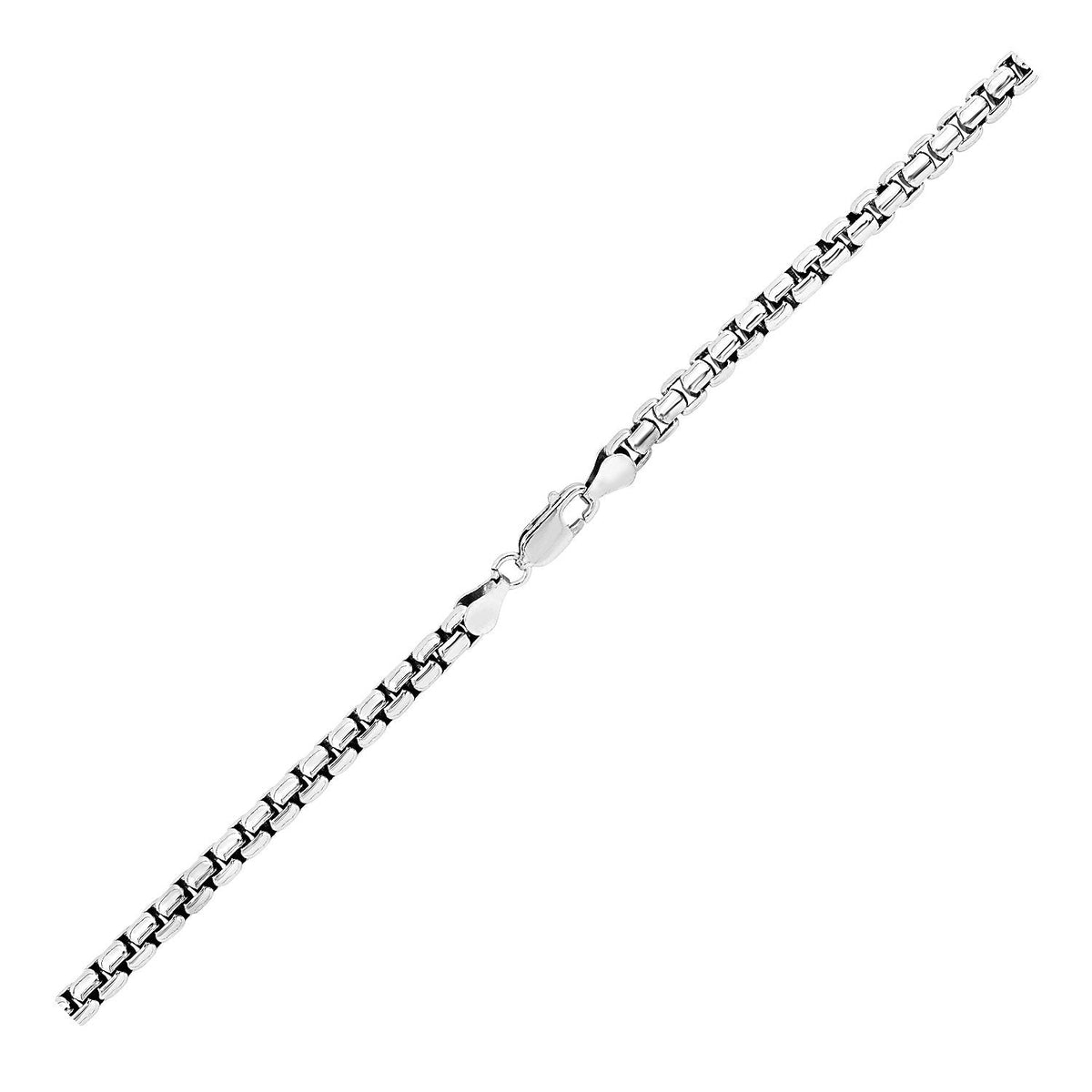 5.2mm Sterling Silver Rhodium Plated Round Box Chain - LinkagejewelrydesignLinkagejewelrydesign