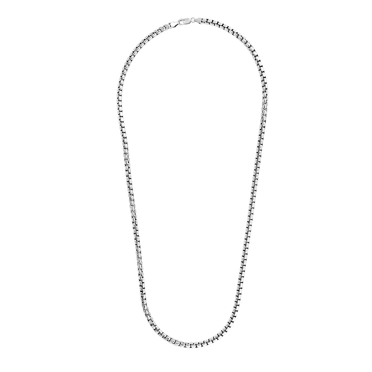 5.2mm Sterling Silver Rhodium Plated Round Box Chain - LinkagejewelrydesignLinkagejewelrydesign