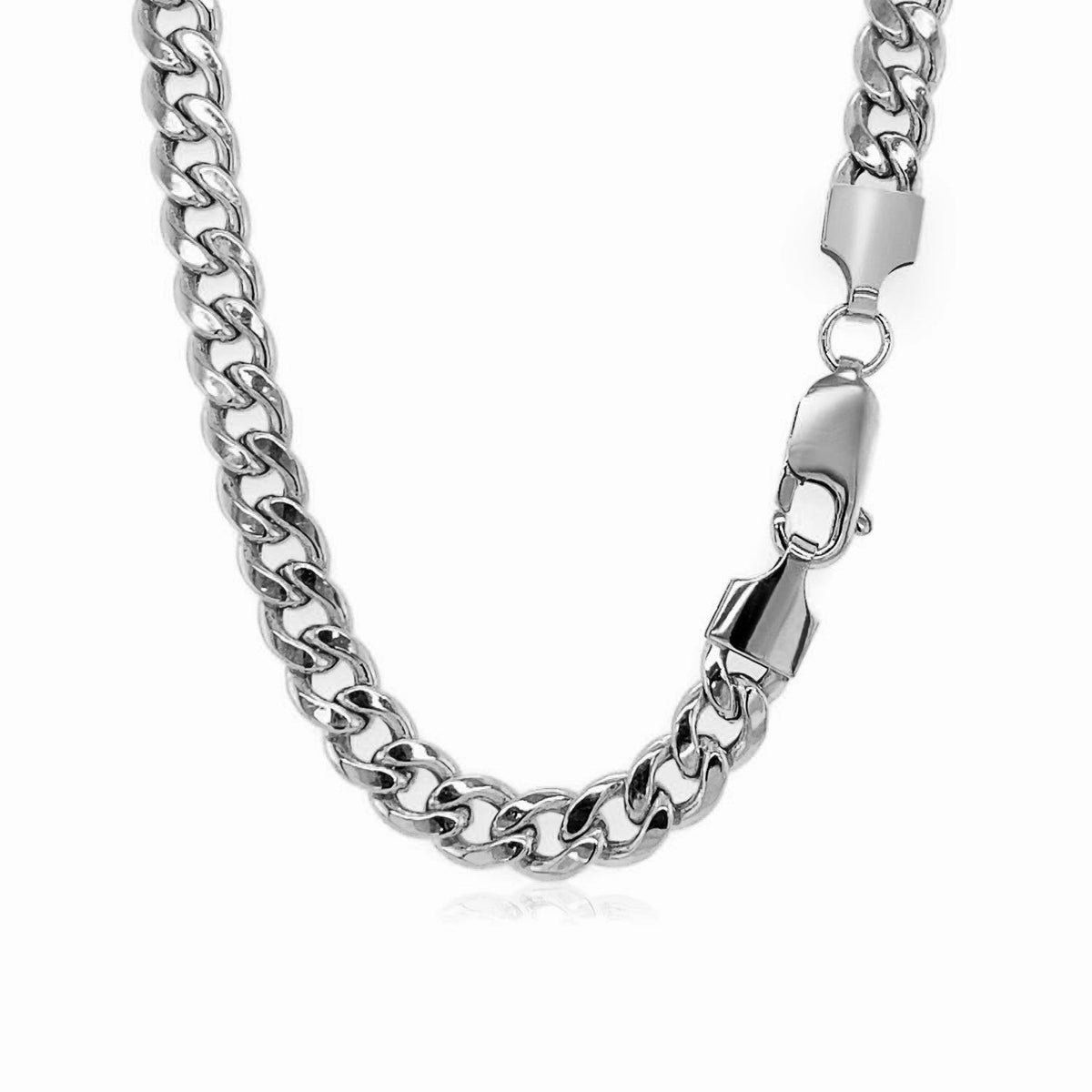 5.3mm 14k White Gold Miami Cuban Semi Solid Chain - LinkagejewelrydesignLinkagejewelrydesign