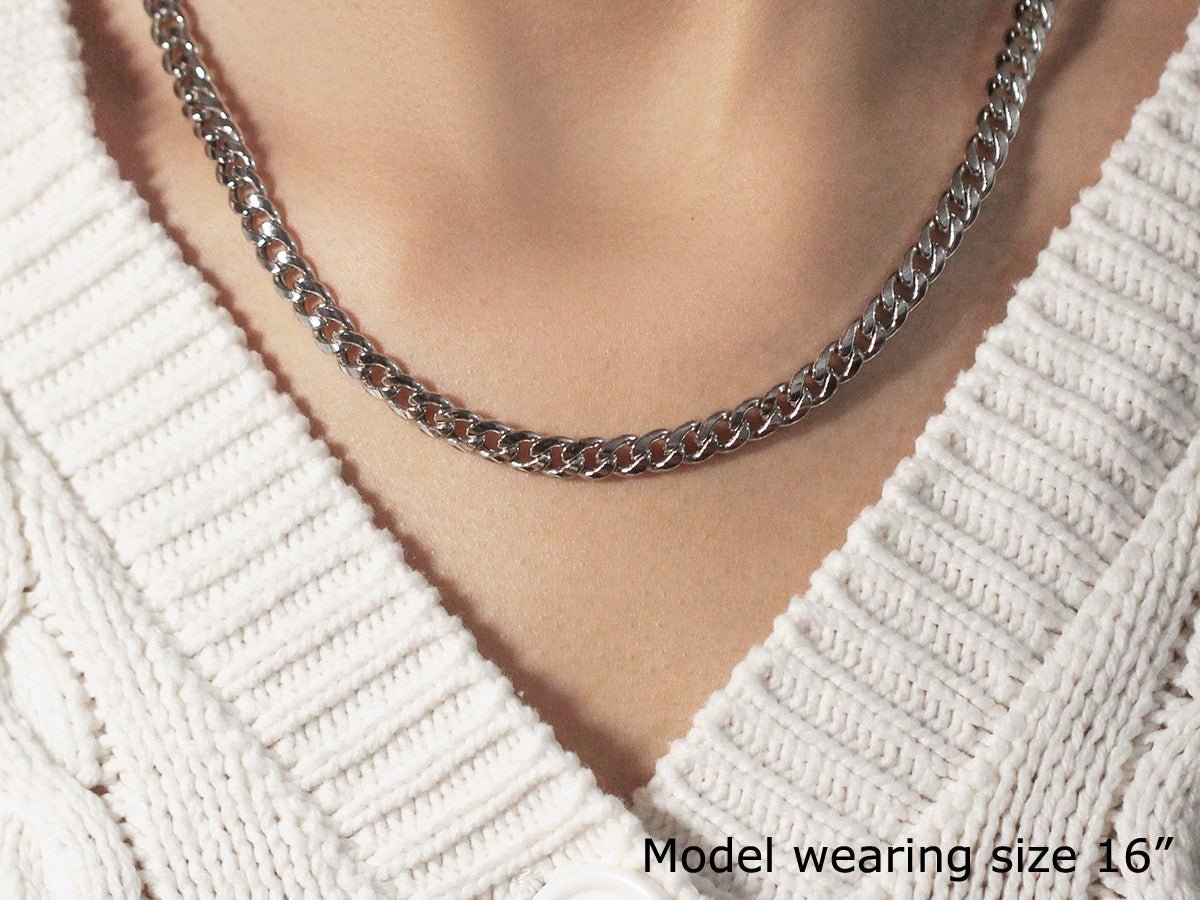 5.3mm 14k White Gold Miami Cuban Semi Solid Chain - LinkagejewelrydesignLinkagejewelrydesign