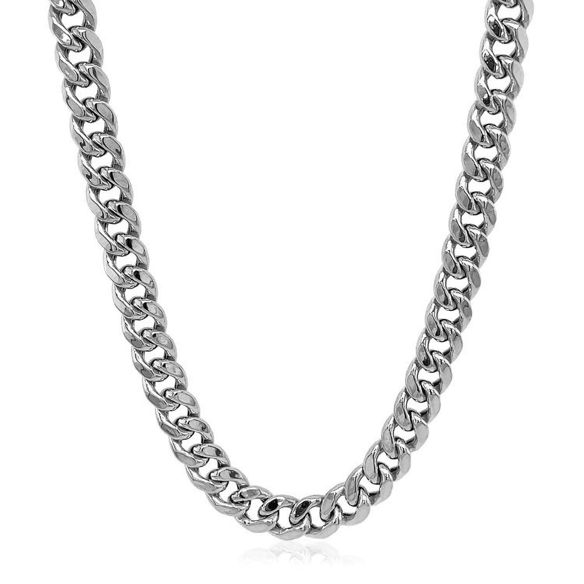 5.3mm 14k White Gold Miami Cuban Semi Solid Chain - LinkagejewelrydesignLinkagejewelrydesign