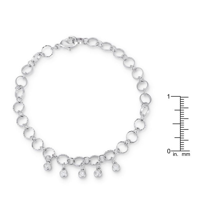 .55 Ct Stunning 8&quot; Rhodium Bracelet with CZ Charms - LinkagejewelrydesignLinkagejewelrydesign