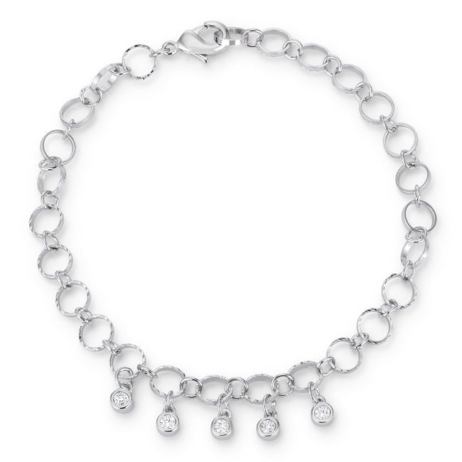 .55 Ct Stunning 8&quot; Rhodium Bracelet with CZ Charms - LinkagejewelrydesignLinkagejewelrydesign