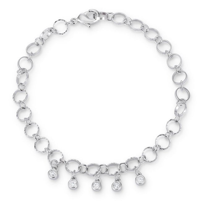 .55 Ct Stunning 8" Rhodium Bracelet with CZ Charms - LinkagejewelrydesignLinkagejewelrydesign