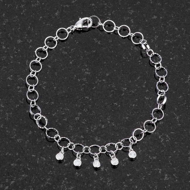 .55 Ct Stunning 8&quot; Rhodium Bracelet with CZ Charms - LinkagejewelrydesignLinkagejewelrydesign