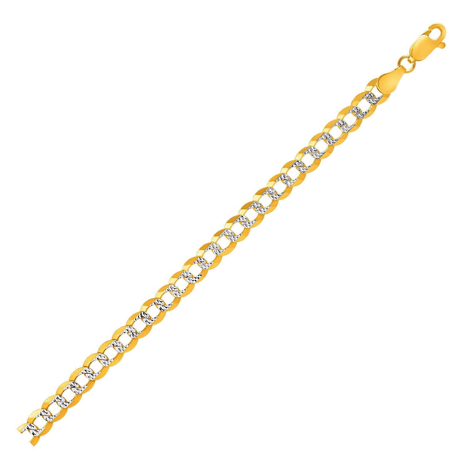 5.7mm 14k Two Tone Gold Pave Curb Bracelet - LinkagejewelrydesignLinkagejewelrydesign