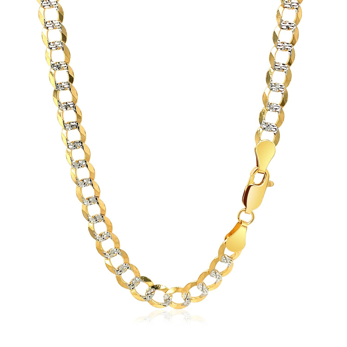 5.7mm 14k Two Tone Gold Pave Curb Chain - LinkagejewelrydesignLinkagejewelrydesign