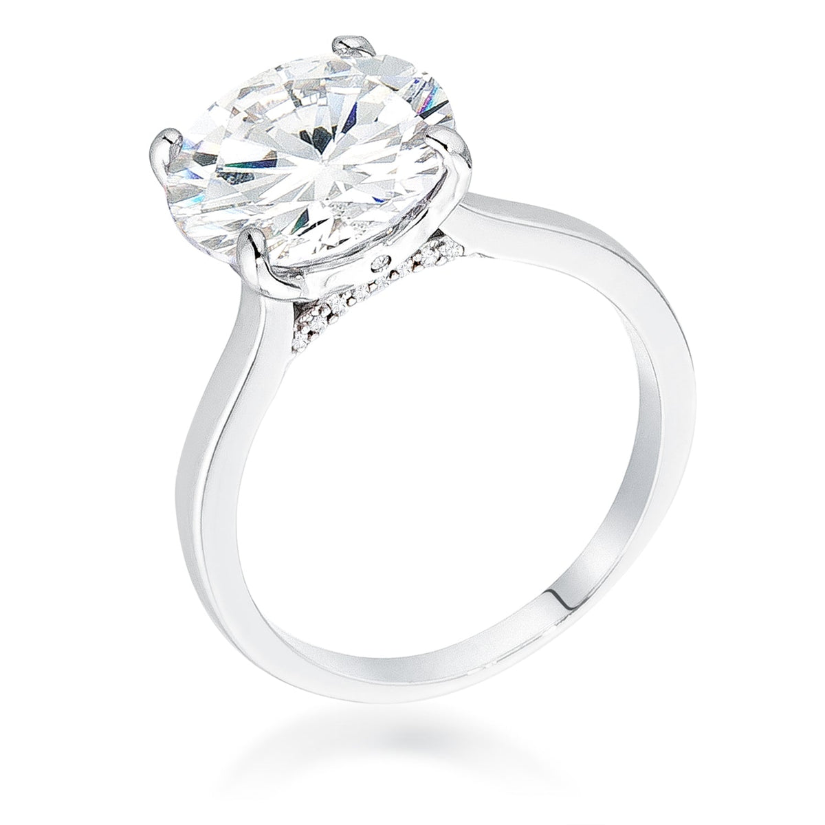 5Ct Rhodium Britney Round Solitaire Engagement Ring, &lt;b&gt;Size 5&lt;/b&gt; - LinkagejewelrydesignLinkagejewelrydesign