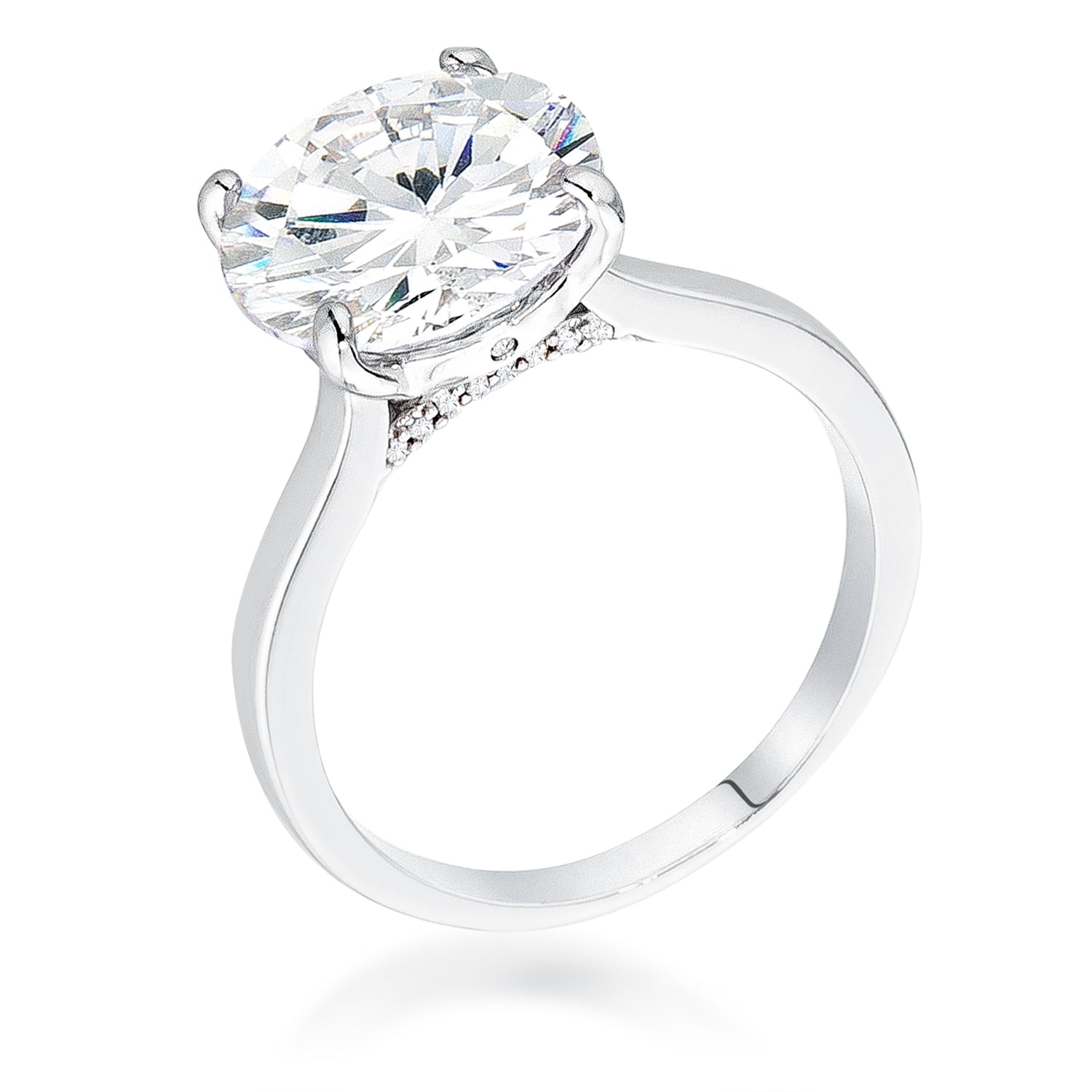 5Ct Rhodium Britney Round Solitaire Engagement Ring, <b>Size 5</b> - LinkagejewelrydesignLinkagejewelrydesign