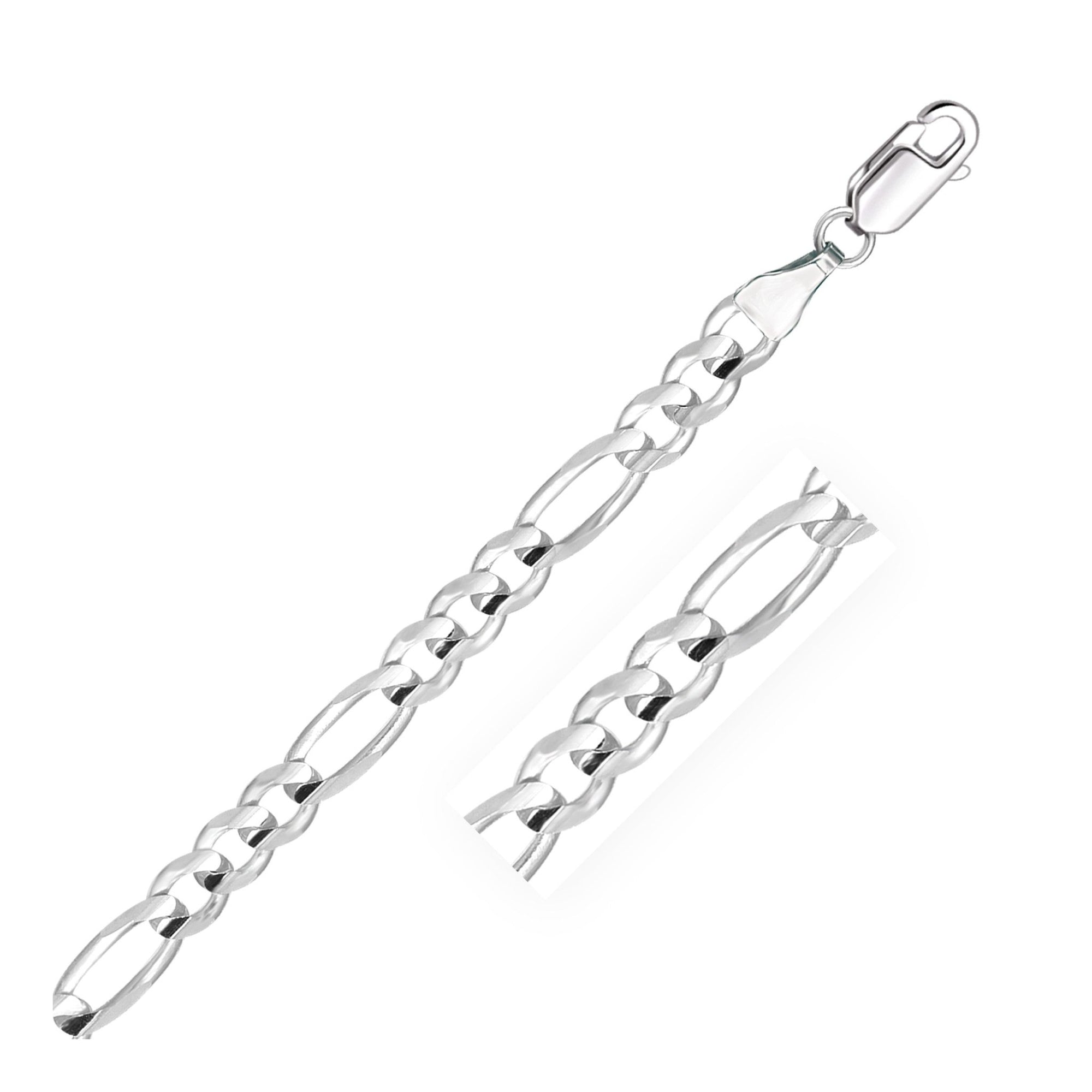 6.0mm 14k White Gold Solid Figaro Bracelet - LinkagejewelrydesignLinkagejewelrydesign