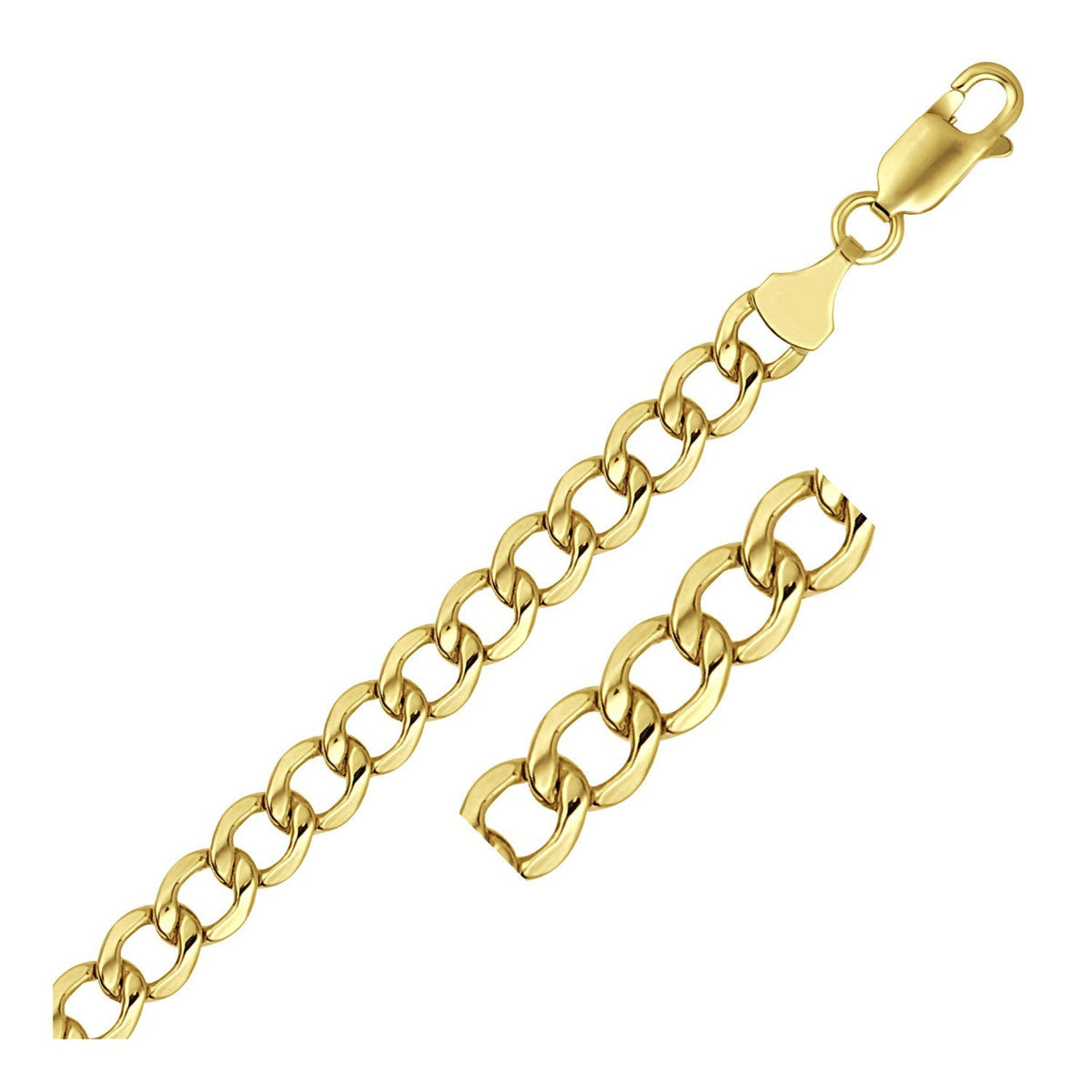 6.2mm 14k Yellow Gold Curb Chain - LinkagejewelrydesignLinkagejewelrydesign
