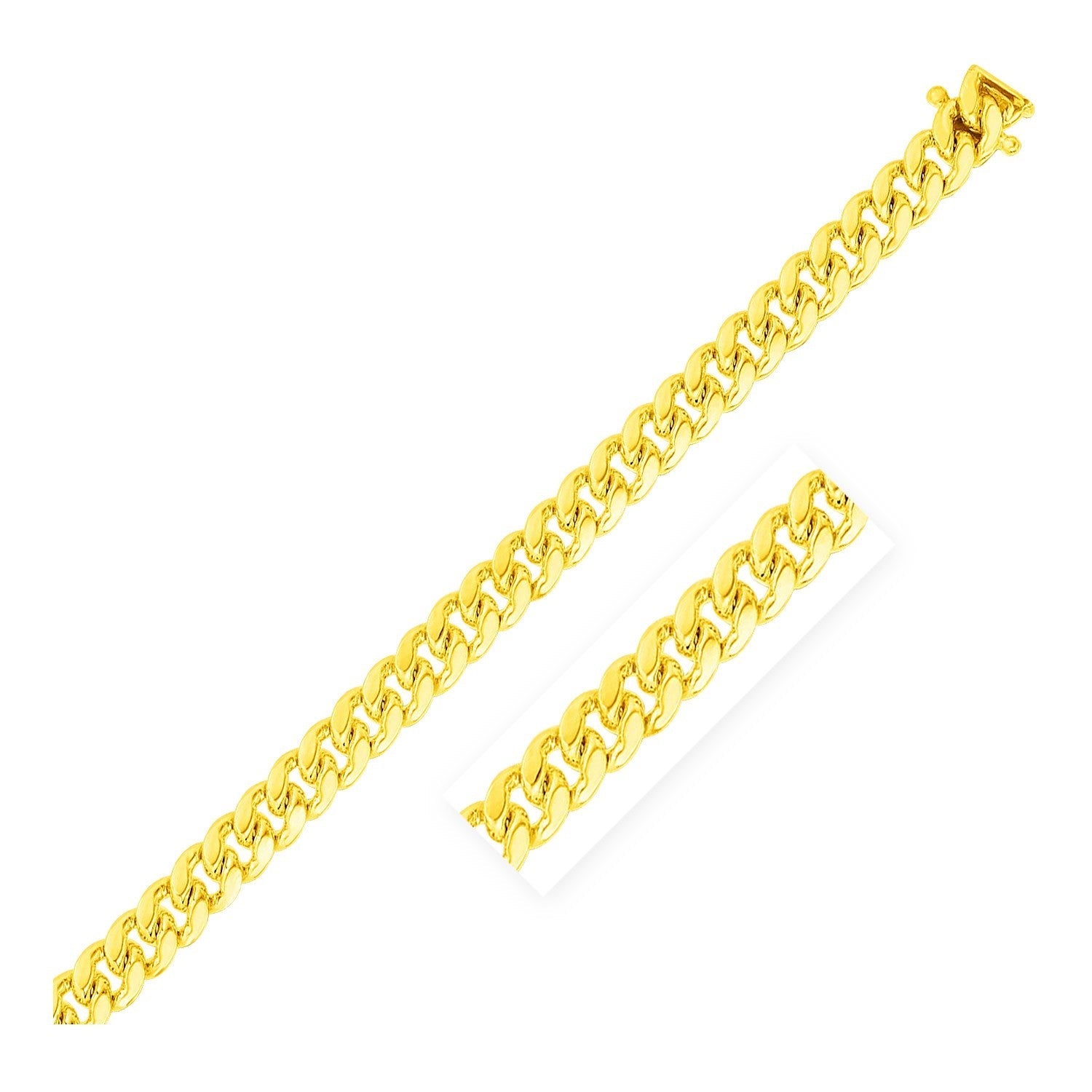 7.0mm 10k Yellow Gold Classic Miami Cuban Solid Bracelet - LinkagejewelrydesignLinkagejewelrydesign