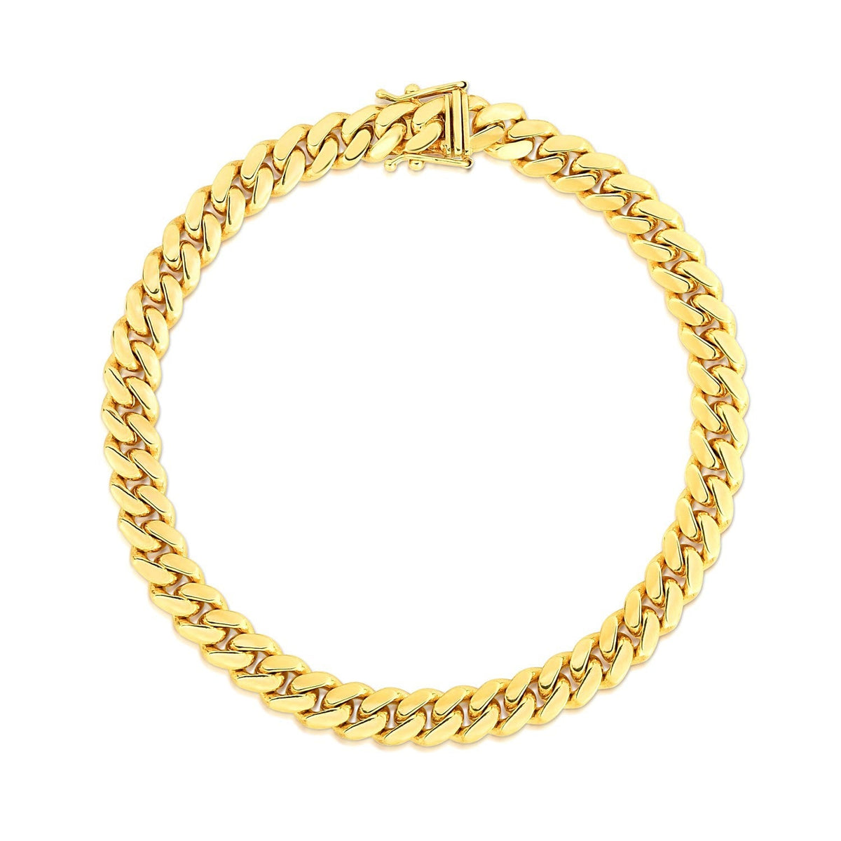 7.0mm 10k Yellow Gold Classic Miami Cuban Solid Bracelet - LinkagejewelrydesignLinkagejewelrydesign