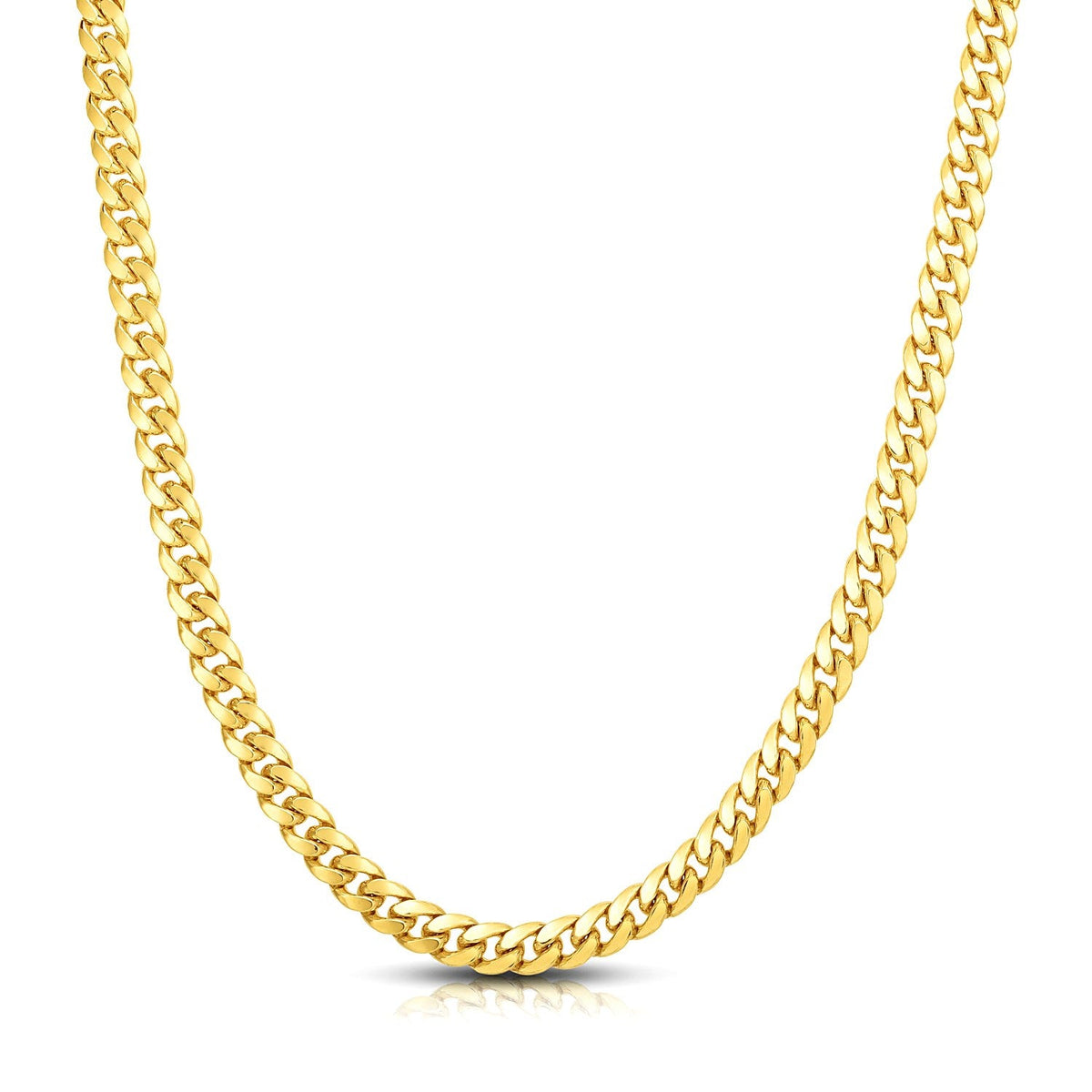 7.0mm 14k Yellow Gold Classic Miami Cuban Solid Chain - LinkagejewelrydesignLinkagejewelrydesign