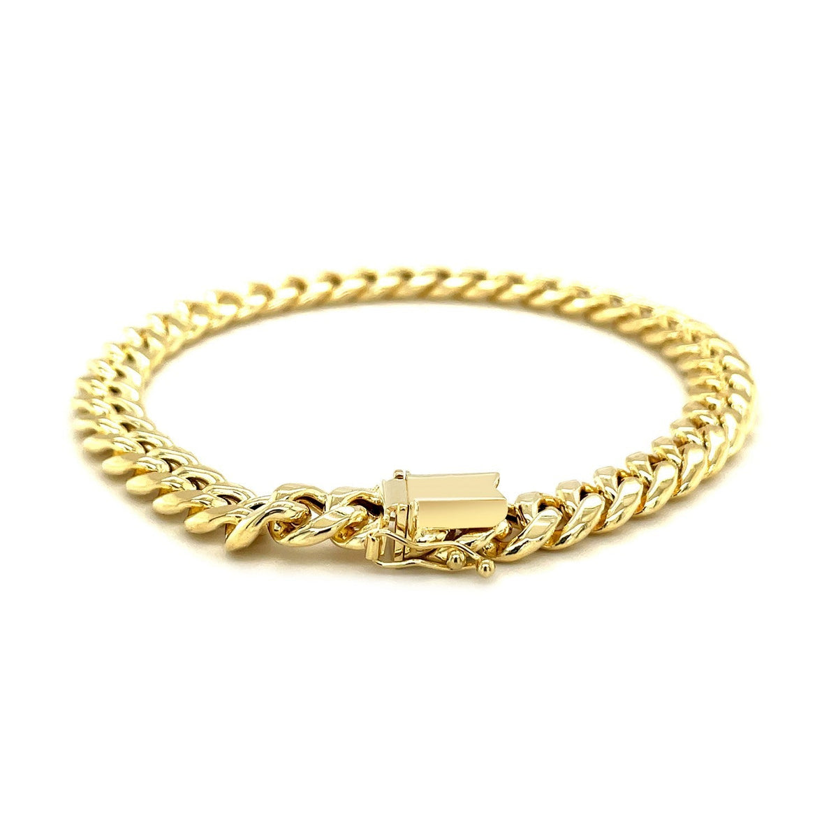7.2mm 10k Yellow Gold Semi Solid Miami Cuban Bracelet - LinkagejewelrydesignLinkagejewelrydesign