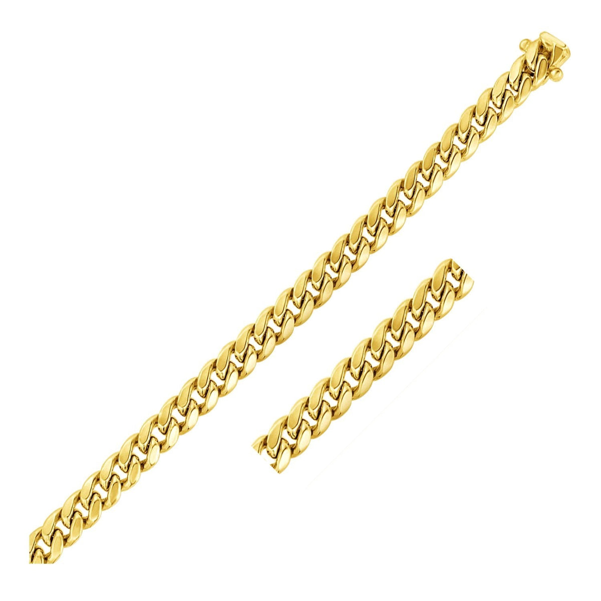 7.2mm 10k Yellow Gold Semi Solid Miami Cuban Bracelet - LinkagejewelrydesignLinkagejewelrydesign