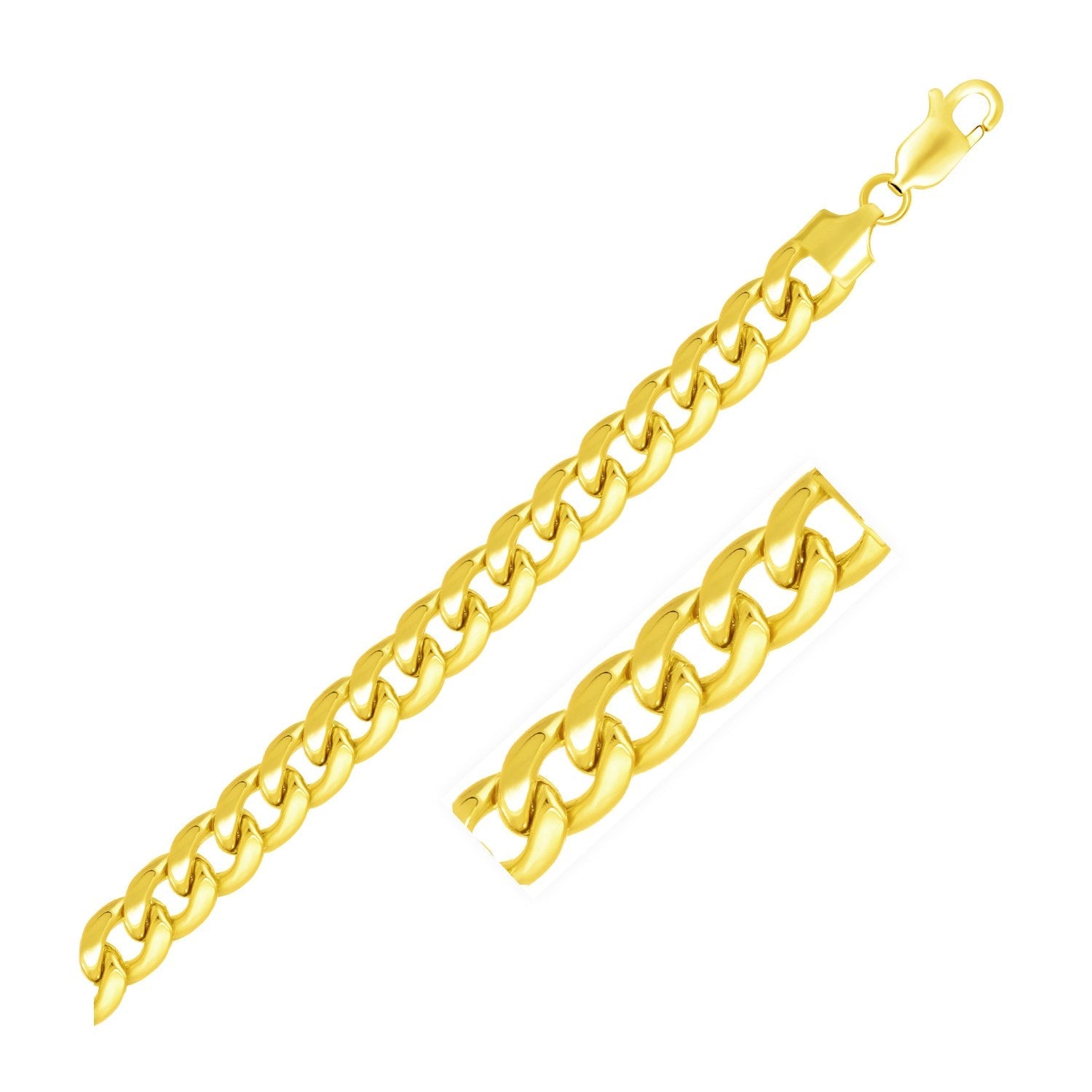 7.8mm 14k Yellow Gold Miami Cuban Semi Solid Chain - LinkagejewelrydesignLinkagejewelrydesign