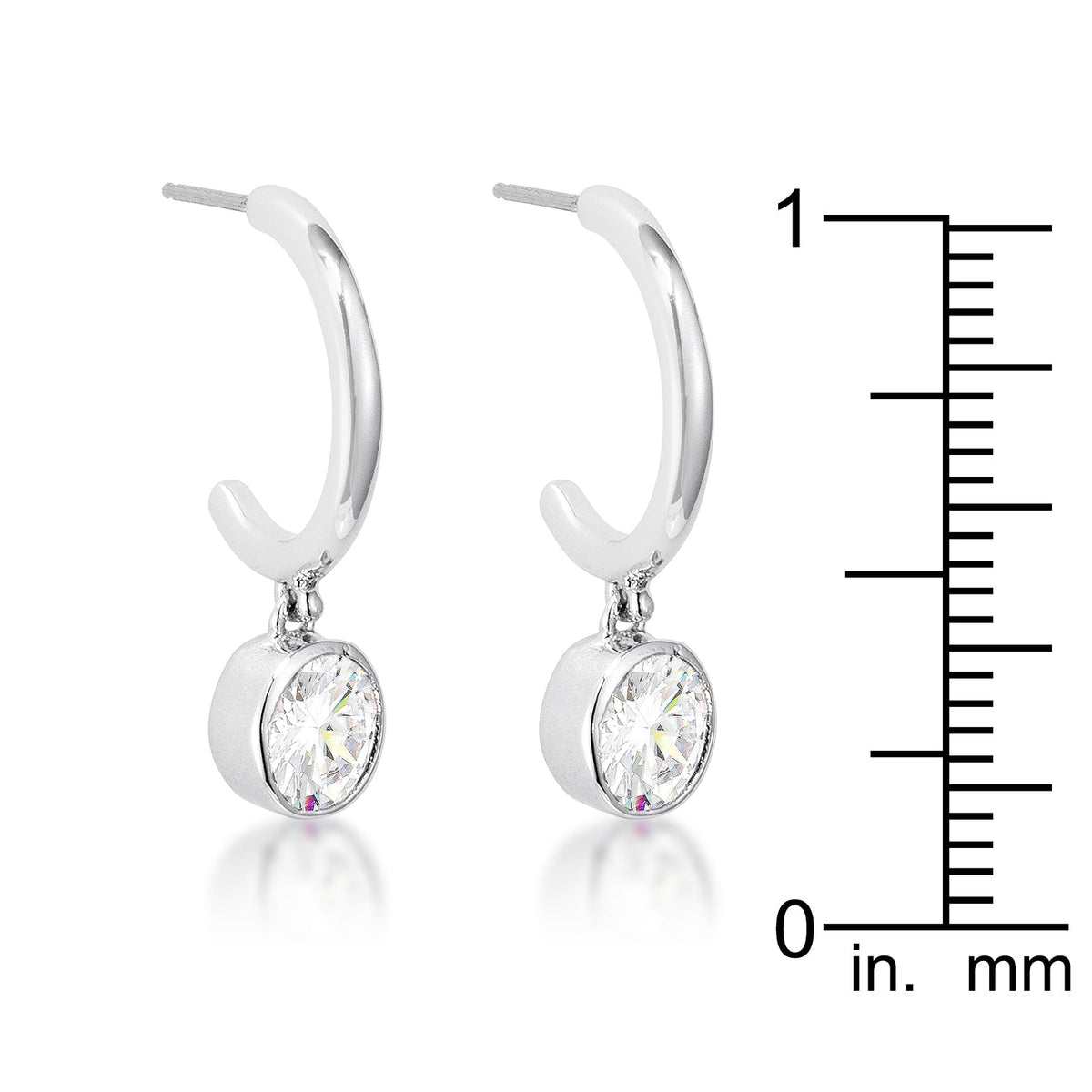 7mm Cz Rhodium Plated Drop Hooplet Earrings - LinkagejewelrydesignLinkagejewelrydesign