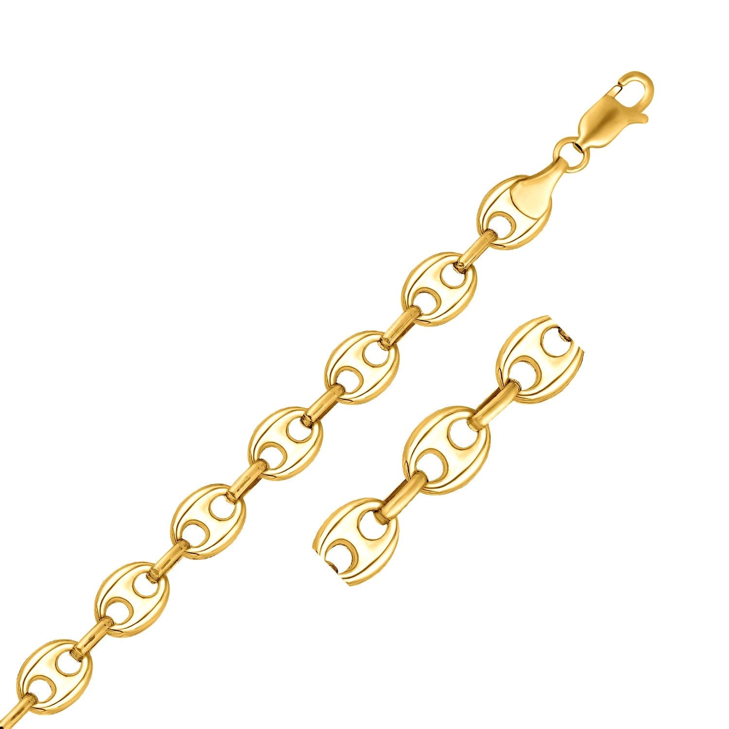 9.0mm 14k Yellow Gold Puffed Mariner Link Chain - LinkagejewelrydesignLinkagejewelrydesign