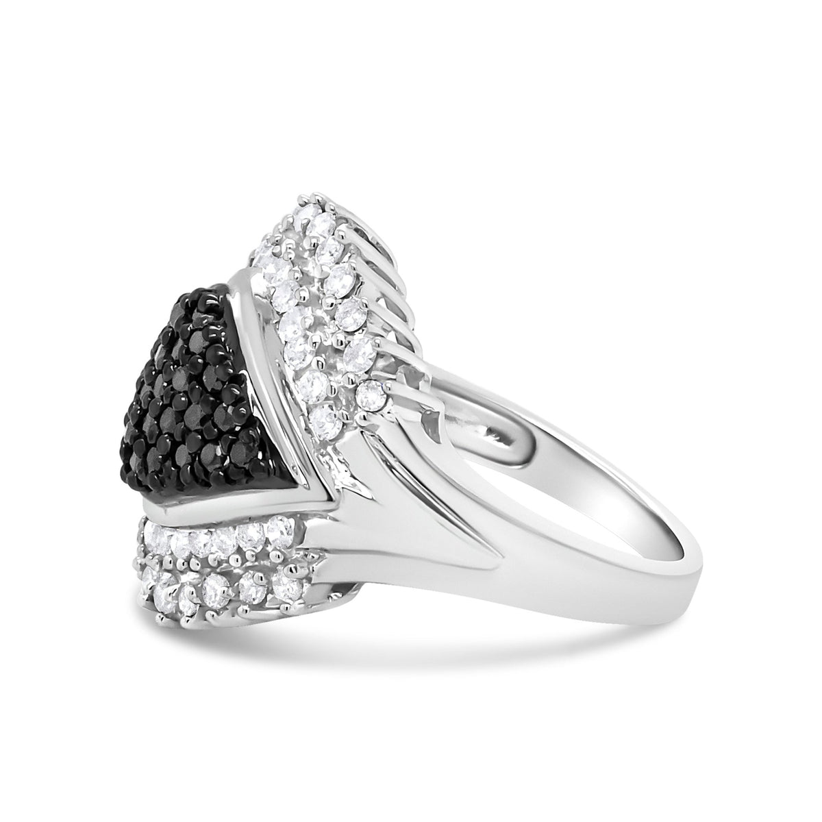 .925 Sterling Siler 1.00 Cttw White and Black Diamond Cluster Evil Eye Ring (Black and I-J Color, I2-I3 Clarity) - Ring Size 7 - LinkagejewelrydesignLinkagejewelrydesign