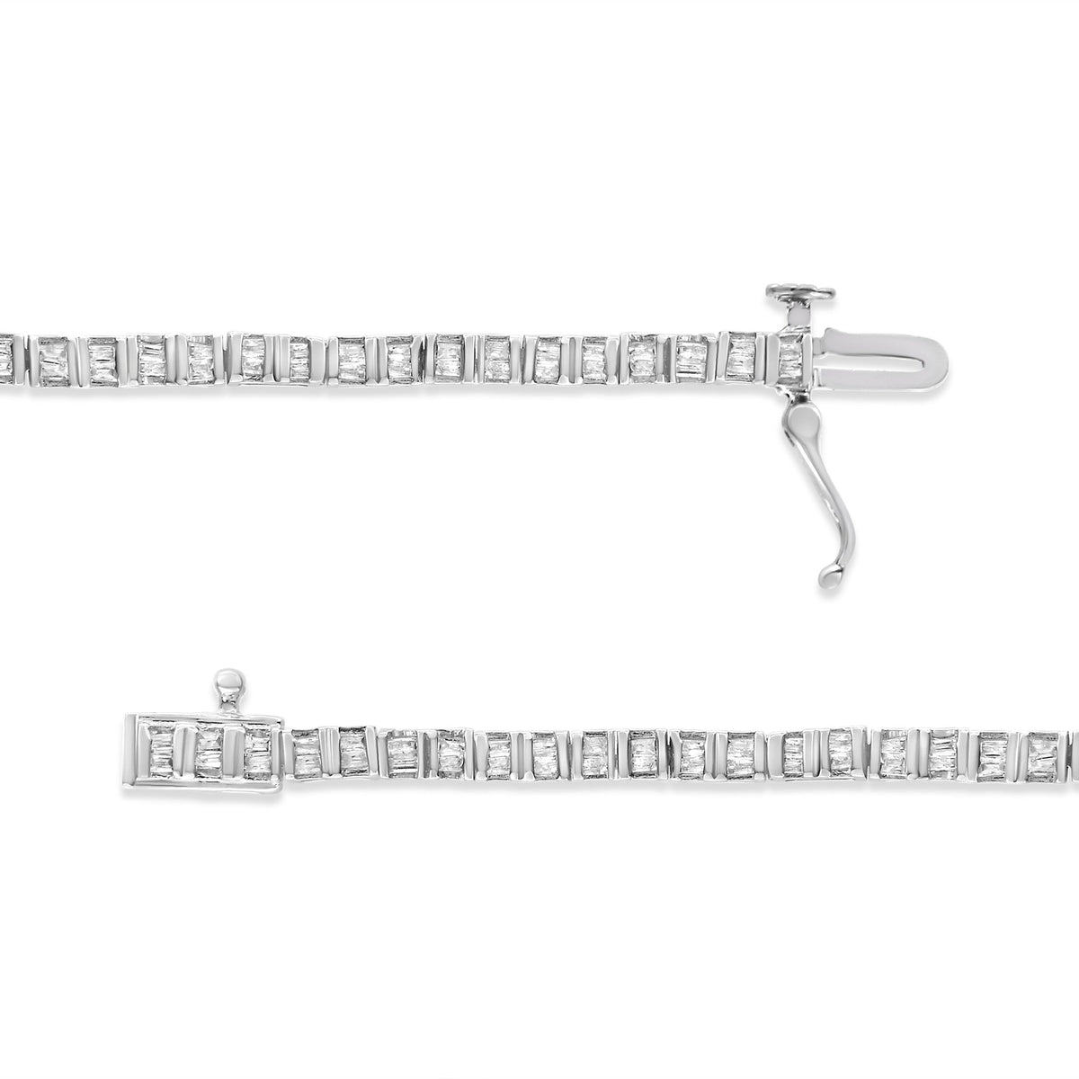 .925 Sterling Silver 1-1/10 Cttw Baguette Diamond Channel Set Link Tennis Bracelet (H-I Color, I2-I3 Clarity) - 7&quot; - LinkagejewelrydesignLinkagejewelrydesign