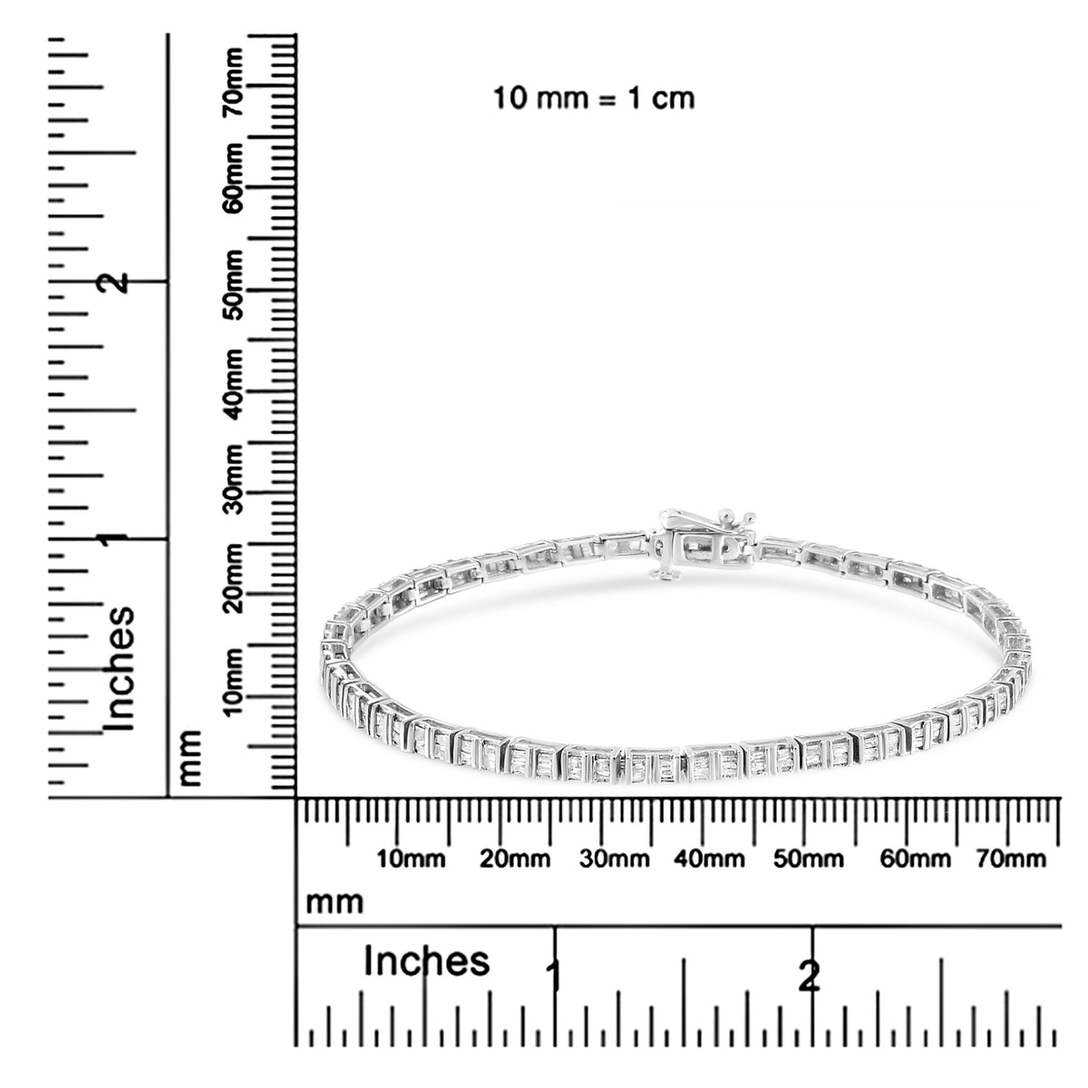.925 Sterling Silver 1-1/10 Cttw Baguette Diamond Channel Set Link Tennis Bracelet (H-I Color, I2-I3 Clarity) - 7&quot; - LinkagejewelrydesignLinkagejewelrydesign
