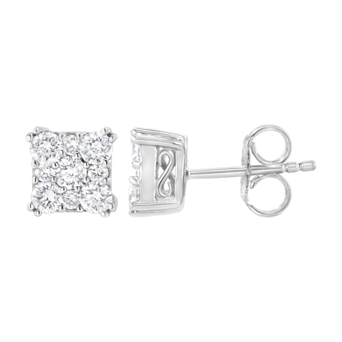 .925 Sterling Silver 1 1/10 cttw Lab Grown Diamond Composite Cluster Earring (F-G Color, VS2-SI1 Clarity) - LinkagejewelrydesignLinkagejewelrydesign