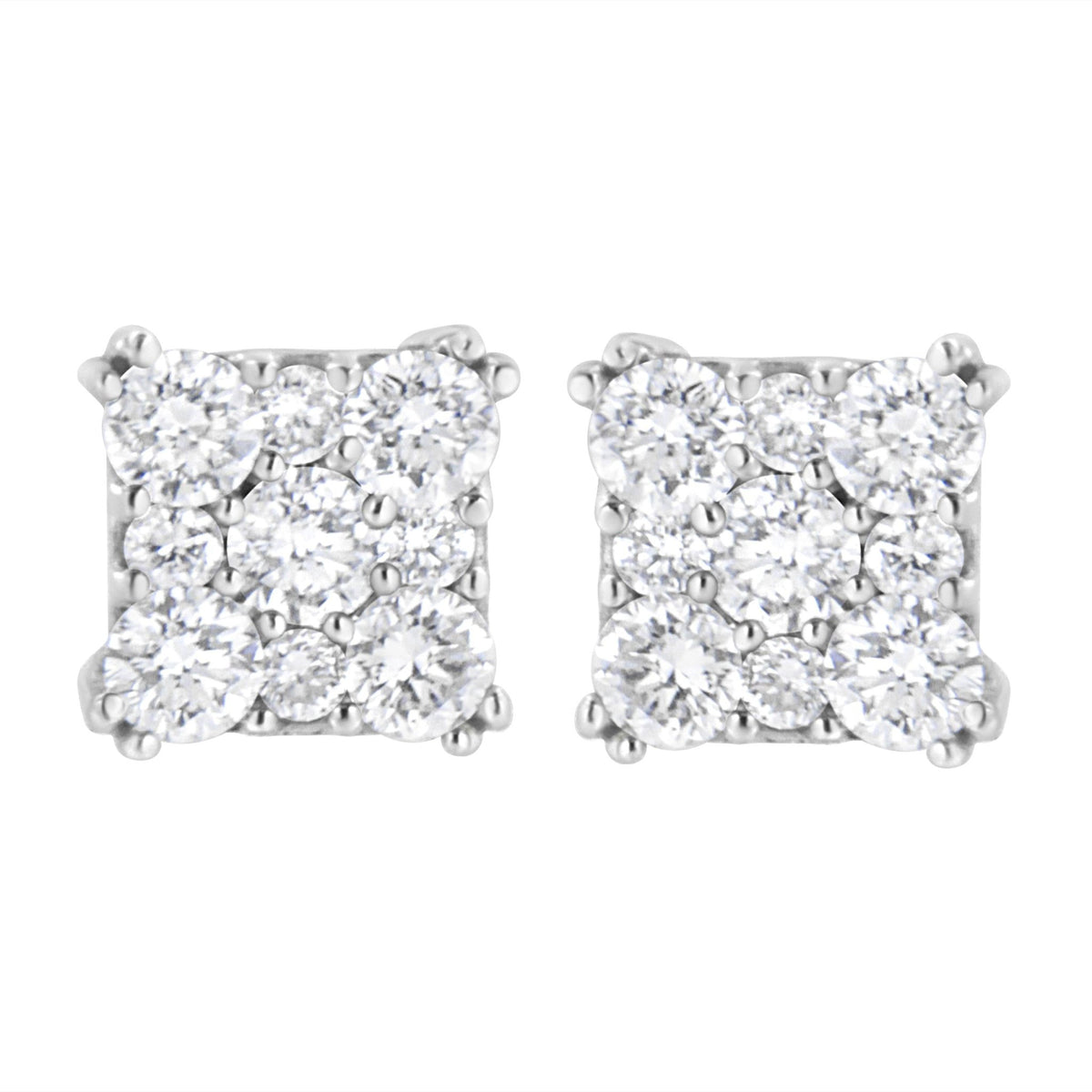 .925 Sterling Silver 1 1/10 cttw Lab Grown Diamond Composite Cluster Earring (F-G Color, VS2-SI1 Clarity) - LinkagejewelrydesignLinkagejewelrydesign