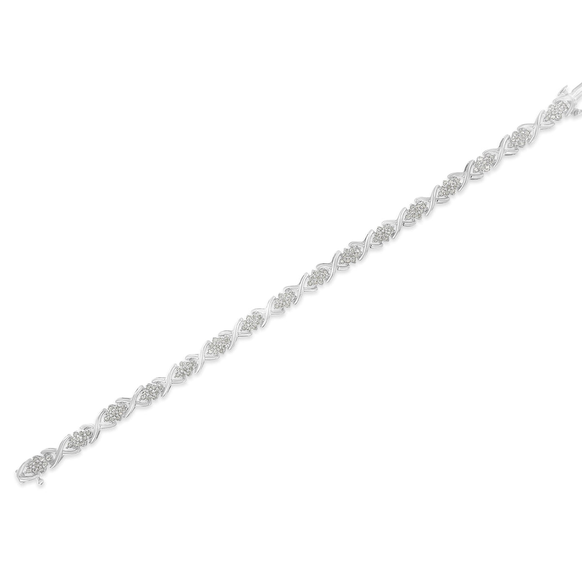 .925 Sterling Silver 1-1/2 Cttw Diamond Cluster X Link 7&quot; Tennis Bracelet (I-J color, I3 clarity) - LinkagejewelrydesignLinkagejewelrydesign