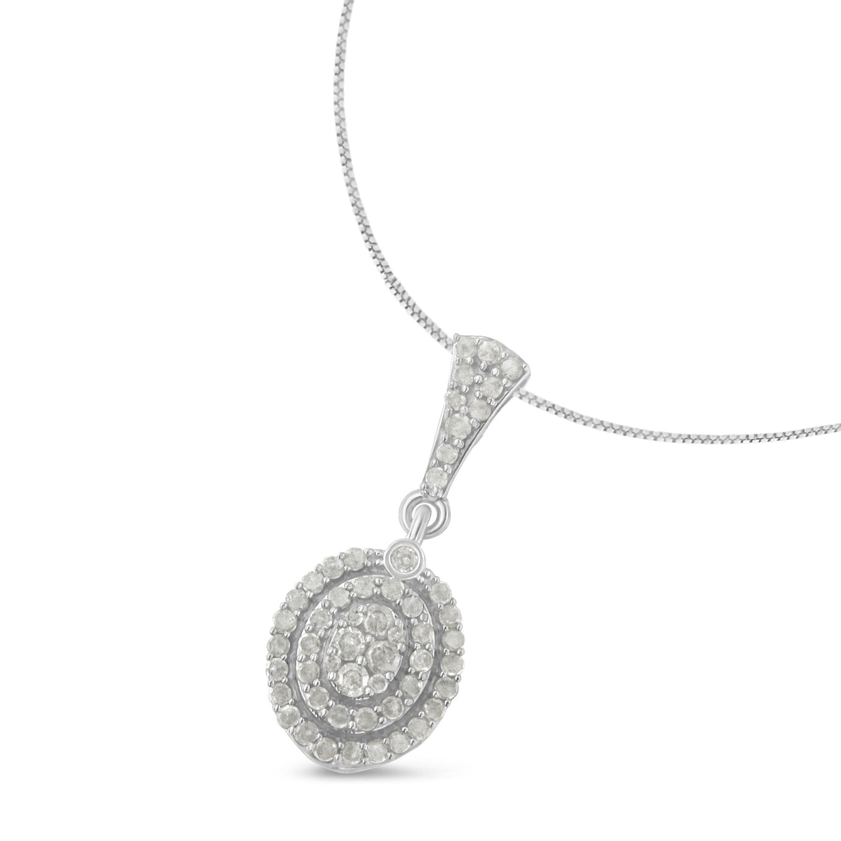 .925 Sterling Silver 1 1/2 cttw Diamond Halo Pendant Necklace (I-J, I3) - LinkagejewelrydesignLinkagejewelrydesign