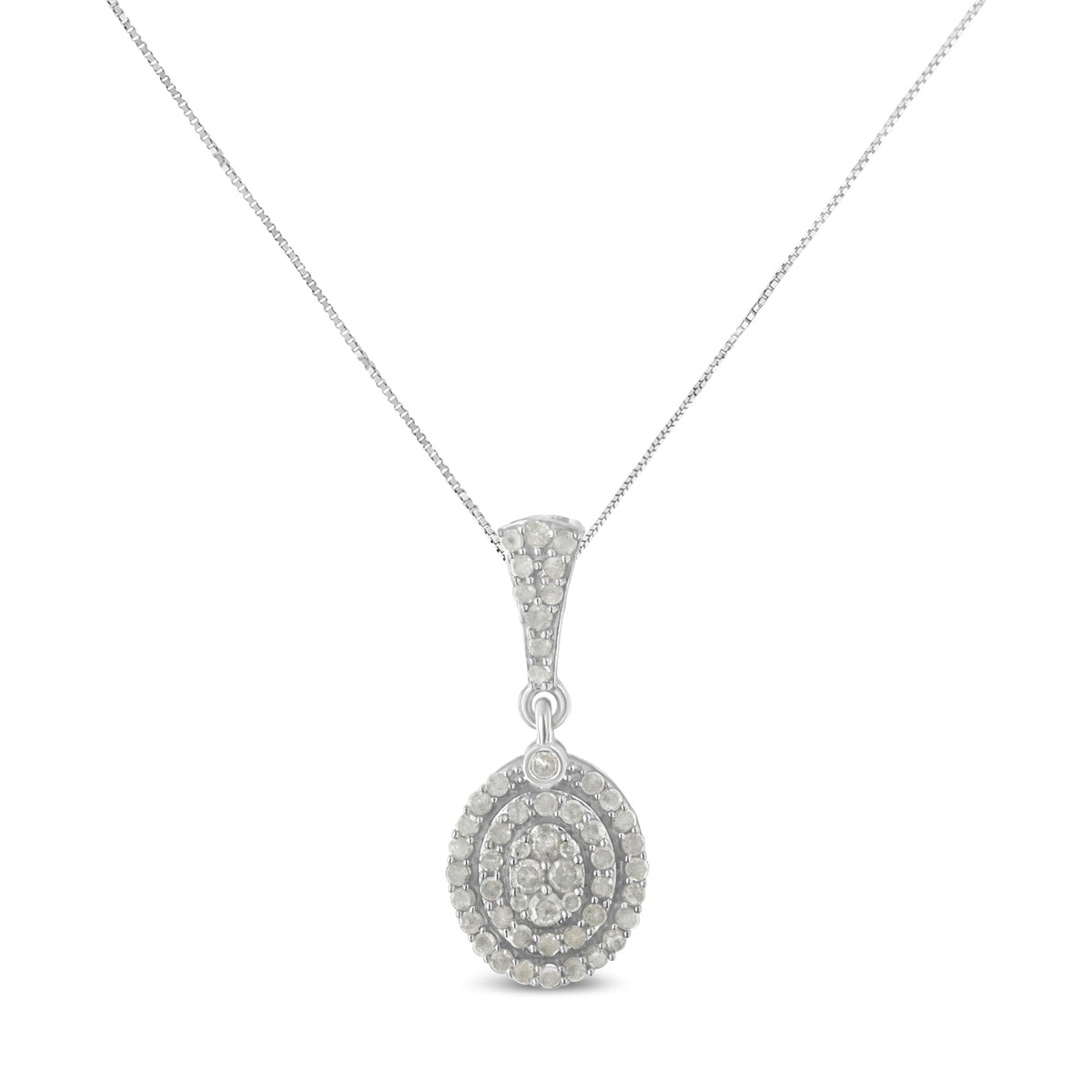 .925 Sterling Silver 1 1/2 cttw Diamond Halo Pendant Necklace (I-J, I3) - LinkagejewelrydesignLinkagejewelrydesign