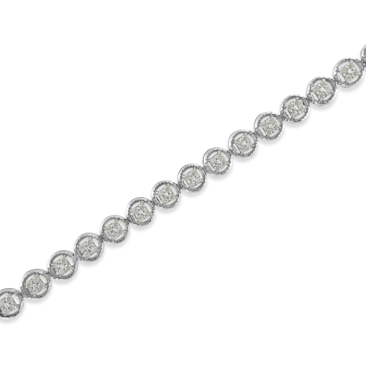 .925 Sterling Silver 1-1/3 Cttw Diamond 7&quot; Open Circle Wheel Link Tennis Bracelet (I-J Color, I2-I3 Clarity) - LinkagejewelrydesignLinkagejewelrydesign
